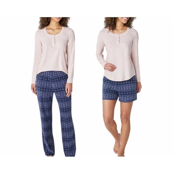 Eddie Bauer 3-Piece Waffle Fleece Pajamas Set, Pink - Picture 1 of 6